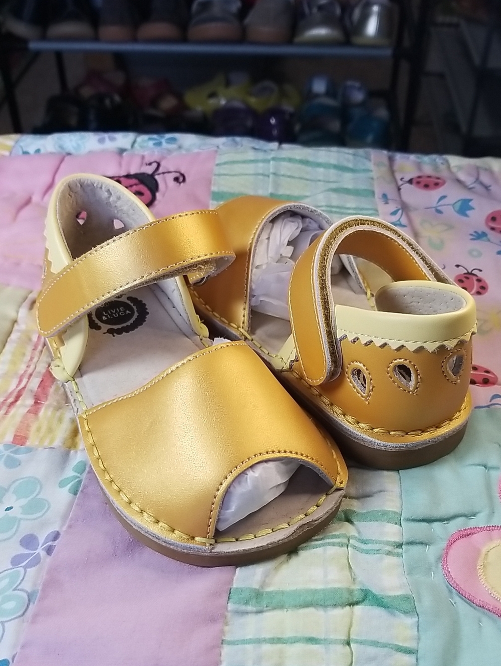 Livie & Luca Yellow Leather Mary-Jane Peep toes Size 9 Kea